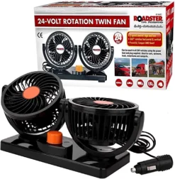 12v Dual Fan For Trucker Car Lorry Caravans 360 Rotation Cool 2 Speed Twin Fan