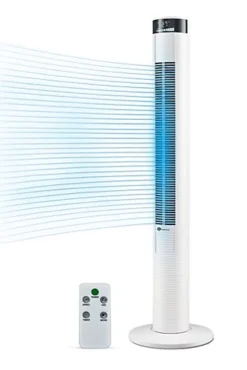 46 Inch Oscillating Tower Fan With Timer Sleep Mode And Remote Control - White