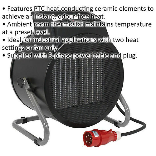 9000W Industrial PTC Fan Heater - 2 Heat Settings - Fan Only Mode - 3100 Btu/hr 2 9000W Industrial PTC Fan Heater - 2 Heat Settings - Fan Only Mode - 3100 Btu/hr - Image 2