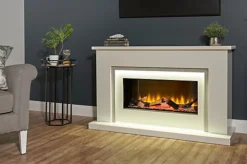 Acantha Arona White & Grey Marble Electric Fireplace Suite, 54 Inch