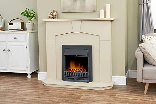 Adam Abbey Fireplace In Stone Effect With Blenheim Electric Fire In Black, 48 Inch 2 Adam Abbey Fireplace In Stone Effect With Blenheim Electric Fire In Black, 48 Inch - Image 2