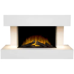 Adam Altair Wall Mounted Electric Fire Suite With Downlights & Remote Control In Pure White