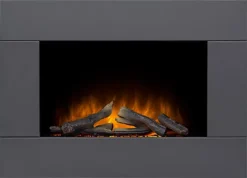 Adam Carina Electric Wall Mounted Fire With Logs & Remote Control In Black, 32 Inch