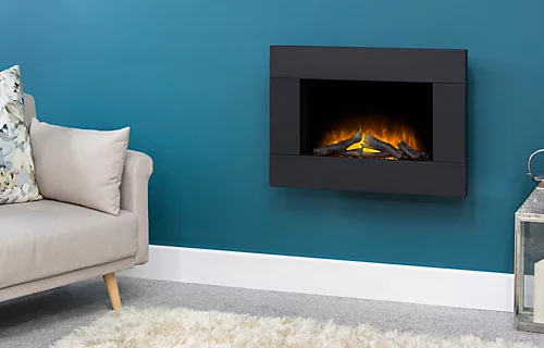 Adam Carina Electric Wall Mounted Fire With Logs & Remote Control In Black, 32 Inch 2 Adam Carina Electric Wall Mounted Fire With Logs & Remote Control In Black, 32 Inch - Image 2