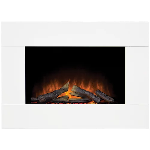 Adam Carina Electric Wall Mounted Fire With Logs & Remote Control In Pure White, 32 Inch 1 Adam Carina Electric Wall Mounted Fire With Logs & Remote Control In Pure White, 32 Inch