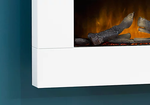 Adam Carina Electric Wall Mounted Fire With Logs & Remote Control In Pure White, 32 Inch 4 Adam Carina Electric Wall Mounted Fire With Logs & Remote Control In Pure White, 32 Inch - Image 4