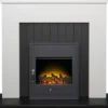 Adam Chessington Fireplace In Pure White & Black With Oslo Electric Inset Stove, 48 Inch