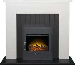 Adam Chessington Fireplace In Pure White & Black With Oslo Electric Inset Stove, 48 Inch