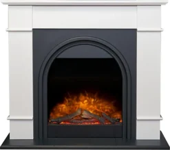 Adam Chesterfield Electric Fireplace Suite In White & Charcoal Grey, 44 Inch
