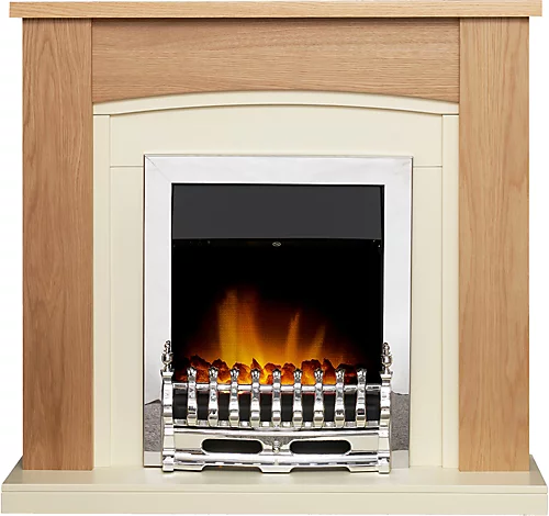 Adam Chilton Fireplace In Oak & Cream With Blenheim Electric Fire In Chrome, 39 Inch 2 Adam Chilton Fireplace In Oak & Cream With Blenheim Electric Fire In Chrome, 39 Inch - Image 2