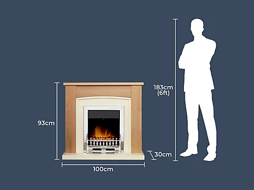 Adam Chilton Fireplace In Oak & Cream With Blenheim Electric Fire In Chrome, 39 Inch 3 Adam Chilton Fireplace In Oak & Cream With Blenheim Electric Fire In Chrome, 39 Inch - Image 3
