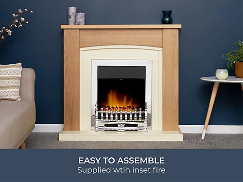 Adam Chilton Fireplace In Oak & Cream With Blenheim Electric Fire In Chrome, 39 Inch 4 Adam Chilton Fireplace In Oak & Cream With Blenheim Electric Fire In Chrome, 39 Inch - Image 4