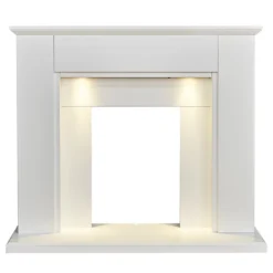 Adam Eltham Fireplace In Pure White With Downlights, 45 Inch