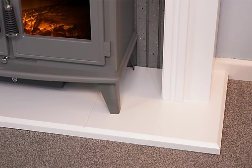 Adam Florence Stove Fireplace In Pure White With Woodhouse Electric Stove In Grey, 48 Inch 4 Adam Florence Stove Fireplace In Pure White With Woodhouse Electric Stove In Grey, 48 Inch - Image 4