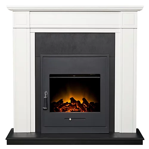Adam Georgian Fireplace In Pure White & Black With Oslo Electric Inset Stove In Black, 39 Inch 1 Adam Georgian Fireplace In Pure White & Black With Oslo Electric Inset Stove In Black, 39 Inch