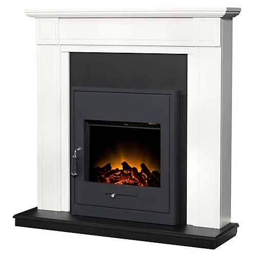 Adam Georgian Fireplace In Pure White & Black With Oslo Electric Inset Stove In Black, 39 Inch 2 Adam Georgian Fireplace In Pure White & Black With Oslo Electric Inset Stove In Black, 39 Inch - Image 2