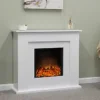 Adam Idaho Electric Fireplace Suite In White, 32 Inch