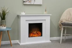 Adam Idaho Electric Fireplace Suite In White, 32 Inch