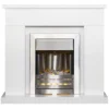 Adam Lomond Fireplace In Pure White With Helios Electric Fire In Brushed Steel, 39 Inch