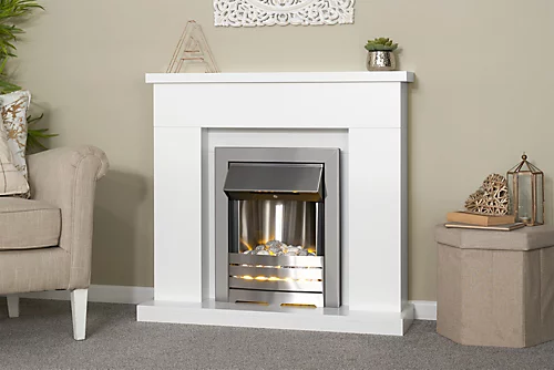 Adam Lomond Fireplace In Pure White With Helios Electric Fire In Brushed Steel, 39 Inch 3 Adam Lomond Fireplace In Pure White With Helios Electric Fire In Brushed Steel, 39 Inch - Image 3
