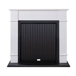 Adam Oxford Stove Fireplace In Pure White & Black, 48 Inch