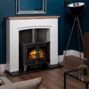 Adam Siena Stove Fireplace In Pure White With Woodhouse Electric Stove In Black, 48 Inch