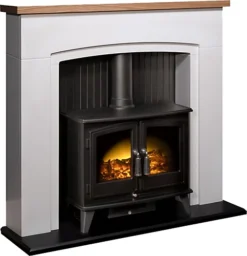 Adam Siena Stove Fireplace In Pure White With Woodhouse Electric Stove In Black, 48 Inch -Diy adam siena stove fireplace in pure white with woodhouse electric stove in black 48 inch5056126216547 04c MP