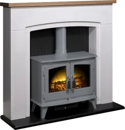 Adam Siena Stove Fireplace In Pure White With Woodhouse Electric Stove In Grey, 48 Inch -Diy adam siena stove fireplace in pure white with woodhouse electric stove in grey 48 inch5056126233339 03c MP