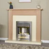 Adam Southwold Fireplace In Oak & Cream With Helios Electric Fire In Brushed Steel, 43 Inch