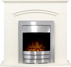 Adam Venice Fireplace In Cream With Colorado Electric Fire In Brushed Steel, 39 Inch