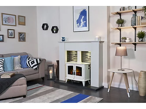 Adam Woodhouse Electric Stove In Pure White With Straight Stove Pipe In Pure White 2 Adam Woodhouse Electric Stove In Pure White With Straight Stove Pipe In Pure White - Image 2