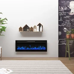 Aica Electric Fireplace 14 Color LED Insert/Wall Mounted Freestand Heater Black 50 Inch