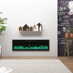 Aica Electric Fireplace 14 Color LED Insert/Wall Mounted Freestand Heater Black 60 Inch