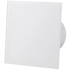 AirRoxy Shiny White Glass Front Panel 100mm Timer Extractor Fan For Wall Ceiling Ventilation