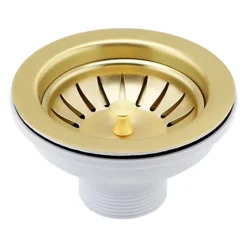 Basket Strainer Kitcken Sink Waste Brushed Brass (No Overflow)