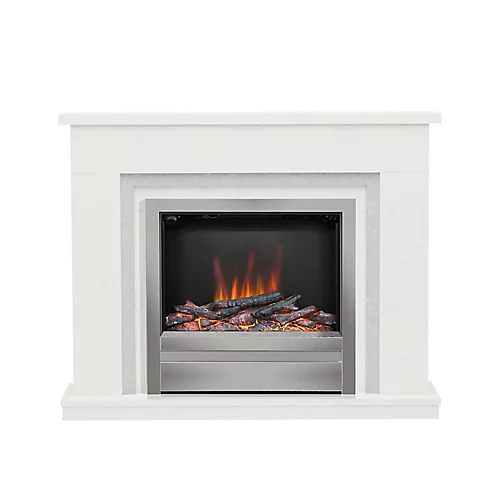 Be Modern Alena White Chrome Effect Electric Fire Suite 1 Be Modern Alena White Chrome Effect Electric Fire Suite