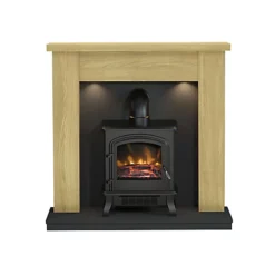 Be Modern Attley Black Oak Effect Electric Stove Suite