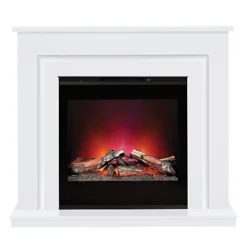 Be Modern Calida White & Black Glass Effect Electric Fire Suite