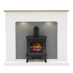 Be Modern Charing White & Oak Electric Fire Suite