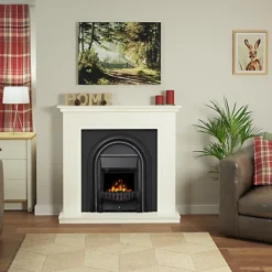 Be Modern Colville White & Black Ivory Effect Electric Fire Suite -Diy be modern colville white black ivory effect electric fire suite5030478715347 01i bq