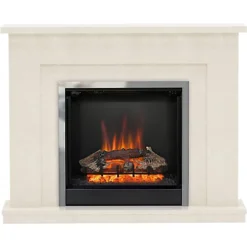 Be Modern Evelina Manila Micro Marble Chrome Effect Electric Fire Suite