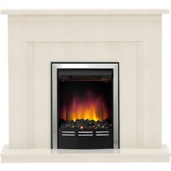 Be Modern Mariano Manila Micro Marble Chrome Effect Electric Fire Suite