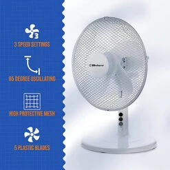 Belaco 12 " Desk Fan - White 5 Blade -Diy belaco 12 desk fan white 5 blade5060598911930 03c MP