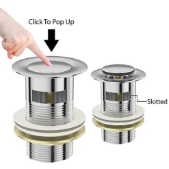 BELOFAY Pop Up Basin Waste Slotted Click Clack Bathroom Sink Plug In Chrome Finish - Modern Sink Waste Kit With Overflows -Diy belofay pop up basin waste slotted click clack bathroom sink plug in chrome finish modern sink waste kit with overflows5060946198037 04c MP
