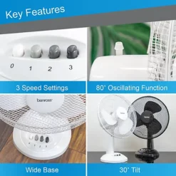 Benross 43920 12-Inch Standing Desk Fan - White -Diy benross 43920 12 inch standing desk fan white5025301439200 03c MP