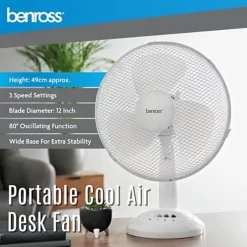 Benross 43920 12-Inch Standing Desk Fan - White -Diy benross 43920 12 inch standing desk fan white5025301439200 04c MP