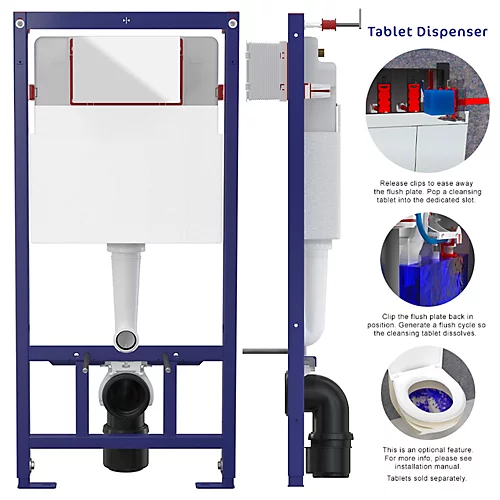 Concealed 1.12m Wall Hung Toilet Cistern Frame Adjustable WC Unit & Matt Black Flush Plate 2 Concealed 1.12m Wall Hung Toilet Cistern Frame Adjustable WC Unit & Matt Black Flush Plate - Image 2