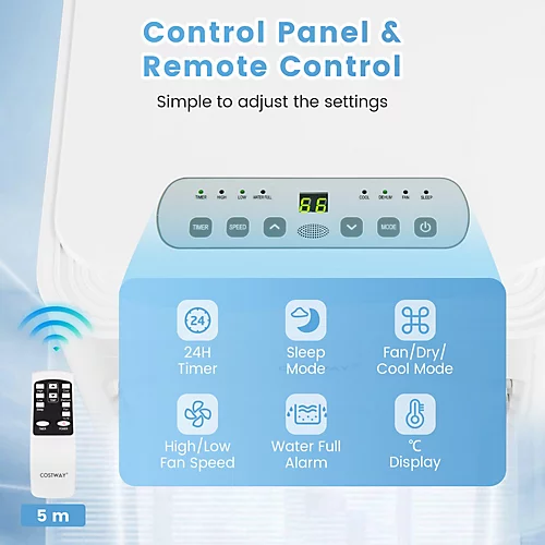 Costway 4-in-1 Portable Air Conditioner 9000 BTU Air Cooling Fan Dehumidifier AC Unit 4 Costway 4-in-1 Portable Air Conditioner 9000 BTU Air Cooling Fan Dehumidifier AC Unit - Image 4