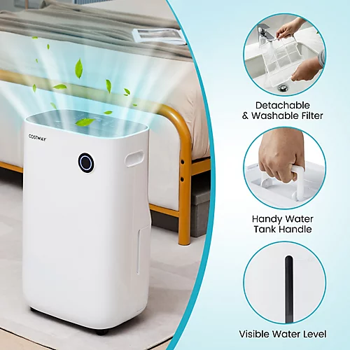 Costway 40L/Day Dehumidifier Electric Air De-Humidifier Portable Quiet Dehumidifier Home 3 Costway 40L/Day Dehumidifier Electric Air De-Humidifier Portable Quiet Dehumidifier Home - Image 3