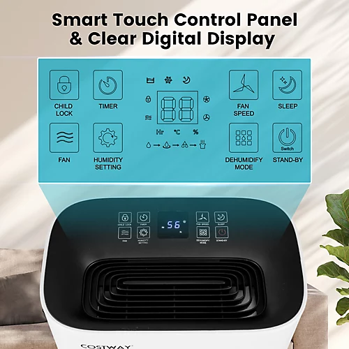 Costway 40L/Day Dehumidifier Electric Air De-Humidifier Portable Quiet Dehumidifier Home 4 Costway 40L/Day Dehumidifier Electric Air De-Humidifier Portable Quiet Dehumidifier Home - Image 4